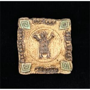 Handmade Pottery Ring Dish Earth Tones Geometric Rectangular Southwestern Tribal